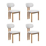 Kit 4 Cadeiras De Jantar Tulipa Estrutura Aço Carbono Laminado Natural Com Estofado Linho Cru