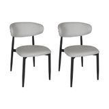 Kit 2 Cadeiras De Jantar Lucy Estrutura Aço Carbono Laminado Preto Com Estofado Linho Cinza
