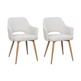 Kit 2 Cadeiras De Jantar Dakota Estrutura Aço Carbono Laminado Natural Com Estofado Linho Cru