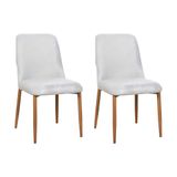 Kit 2 Cadeiras De Jantar Montana Estrutura Aço Carbono Laminado Natural Com Estofado Linho Cru