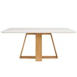 Mesa P/ Cozinha Kiara C/ Tampo Madeirado Vidro Curvo 160x90cm Cedro/off White - Dj Móveis