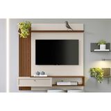 Home P/ Tv Até 55 Pol Alvorada C/ 1 Porta E 1 Prateleira 200x130cm Freijó/off White - Linea Brasil