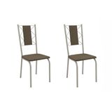 Kit 2 Cadeiras Sala Jantar Lisboa 2c076nk Aço 2 Un Niquel/suede Cappuccino - Kappesberg