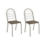 Cadeira De Cozinha Holanda 2c009nk Aço Kit 2 Un Niquel/suede Cappuccino - Kappesberg