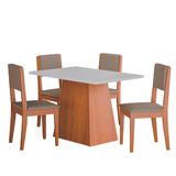 Conjunto Sala De Jantar Mesa 1,36m 4 Cadeiras Trento Madeirado/mascavo Dobuê