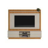 Rack Bancada C/ Painel P/ Tv Até 75 Pol Guararapes 2 Portas 2 Prateleiras E Pés 191x215cm Nature/off White - Linea Brasil