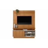 Rack Bancada C/ Painel P/ Tv Até 60 Pol Viena 1 Porta E Pés 185x150cm Nature/off White - Linea Brasil