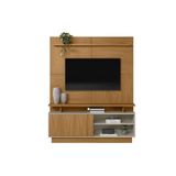 Rack Bancada C/ Painel P/ Tv Até 60 Pol Viena 1 Portas E 2 Prateleiras 185x150cm Nature/off White - Linea Brasil