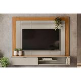 Painel Quarto P/ Tv Até 65 Pol Lugano C/ 1 Porta E 2 Prateleiras 182x150cm Nature/off White - Linea Brasil