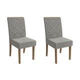 Kit 2 Cadeiras Sala Jantar Gardênia 2cad149 Madeirado 2 Un Canela/linho Cinza - Kappesberg