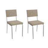 Kit 2 Cadeiras Sala Jantar Zaria 2c128cr Aço 2 Un Cromado/linho Bege Fendi - Kappesberg
