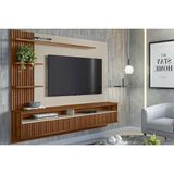Painel Quarto P/ Tv Até 65 Pol Araruna C/ 2 Porta E 3 Prateleiras 200x170cm Freijó/off White - Linea Brasil