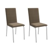Cadeira De Cozinha Amsterdã 2c091 Aço Kit 2 Un Cromado/suede Cappuccino - Kappesberg