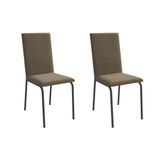 Cadeira Sala De Jantar Amsterdã 2c091 Aço Kit 2 Un Preto/suede Cappuccino - Kappesberg