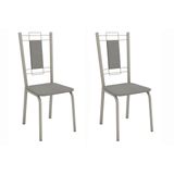 Cadeira Sala De Jantar Florença 2c005nk Aço Kit 2 Un Niquel/boucle Cinza - Kappesberg