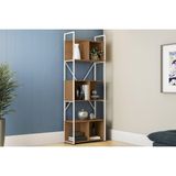 Estante De Livros Industrial Alta Li014 C/ 6 Nichos 72x202cm Canela/branco - Kappesberg