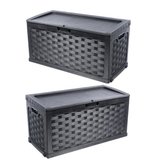 Kit 2 Caixas Grande Organizadoras Bau Multiuso E Banco Plástico 2 Pessoas Rattan 335 Litros Starplast