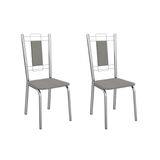 Kit 2 Cadeiras Sala Jantar Florença 2c005cr Aço 2 Un Cromado/boucle Cinza - Kappesberg