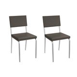 Cadeira De Cozinha Zaria 2c128cr Aço Kit 2 Un Cromado/ano Marrom - Kappesberg