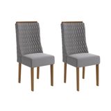 Cadeira De Cozinha Jasmim 2cad158 Madeirado Kit 2 Un Canela/suede Cinza - Kappesberg