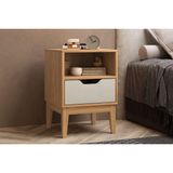 Mesa Cabeceira Casal Mb 1095 C/ 1 Gaveta Mel/off White - Movelbento