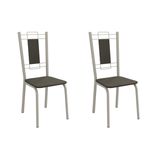 Cadeira Sala De Jantar Florença 2c005nk Aço Kit 2 Un Niquel/suede Escuro - Kappesberg