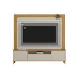 Estante P/ Sala Até 70 Pol Munique C/ 3 Portas 2 Prateleiras E Led 190x200cm Tauari/off White Fosco - Linea Brasil