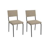 Cadeira De Cozinha Zaria 2c128prf Aço Kit 2 Un Preto/linho Bege Fendi - Kappesberg