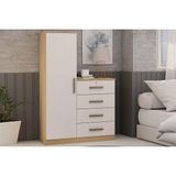 Cômoda Solteiro Aurora 1 Porta E 4 Gavetas Freijo/white Laca - Genialflex