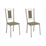 Cadeira Sala De Jantar Florença 2c005nk Aço Kit 2 Un Niquel/boucle Bege Fendi - Kappesberg