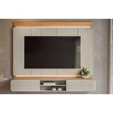 Painel Quarto P/ Tv Até 75 Pol Zurique C/ 2 Porta E 1 Prateleira 200x173cm Tauari/off White Brilho - Linea Brasil