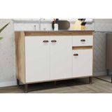 Balcão De Cozinha Modulado Torino C/ 3 Portas E 1 Gaveta S/ Tampo 120cm Mel/off White - Movelbento