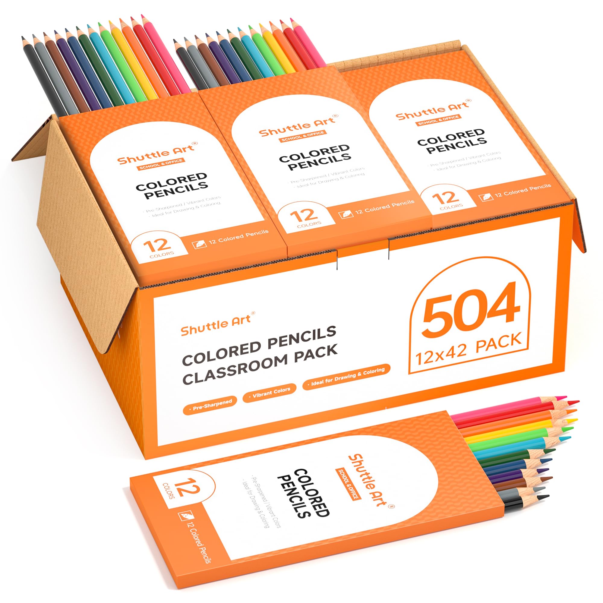Lápis De Cor Shuttle Art 504 Bulk 12 Cores Vibrantes X42