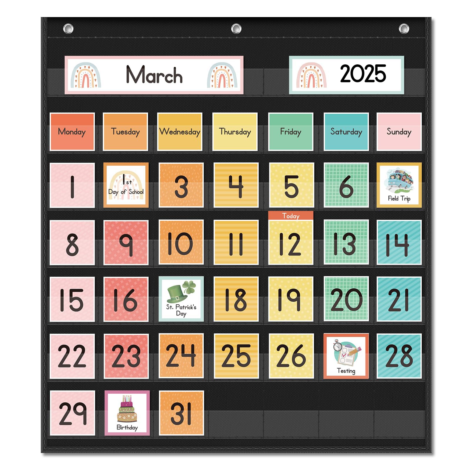 Calendário: Gráfico De Bolso Eamay Rainbow Colorful Para Crianças