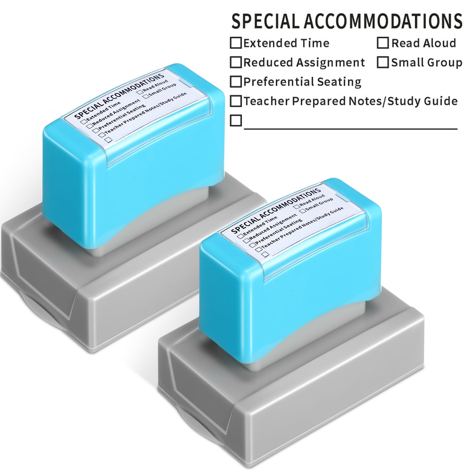 Rubber Stamp Sayglossy Special Accommodations Teacher X2 Blue