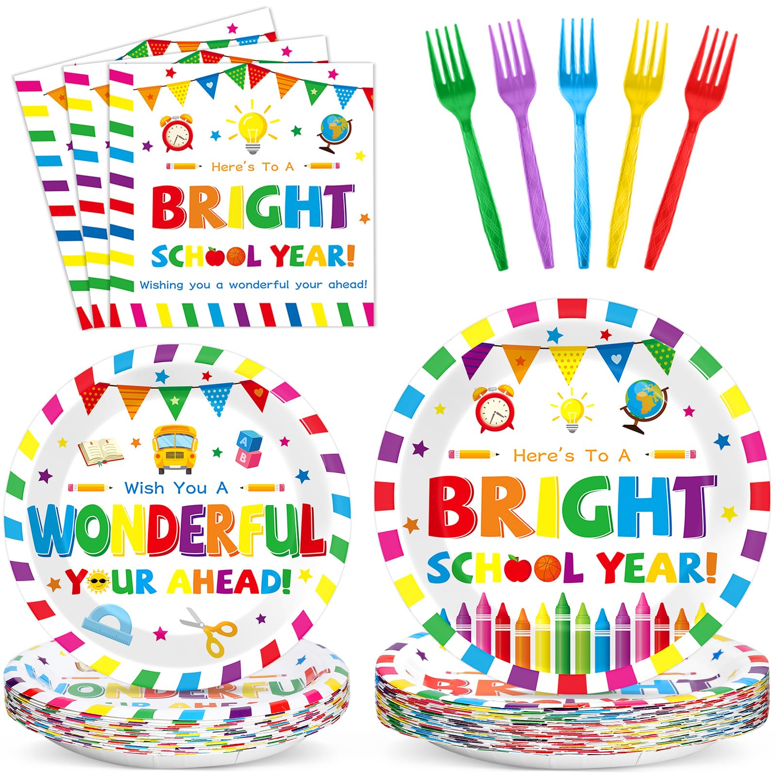 Decorações De Volta Às Aulas, Pratos E Guardanapos Qyeahkj, 100 Unidades