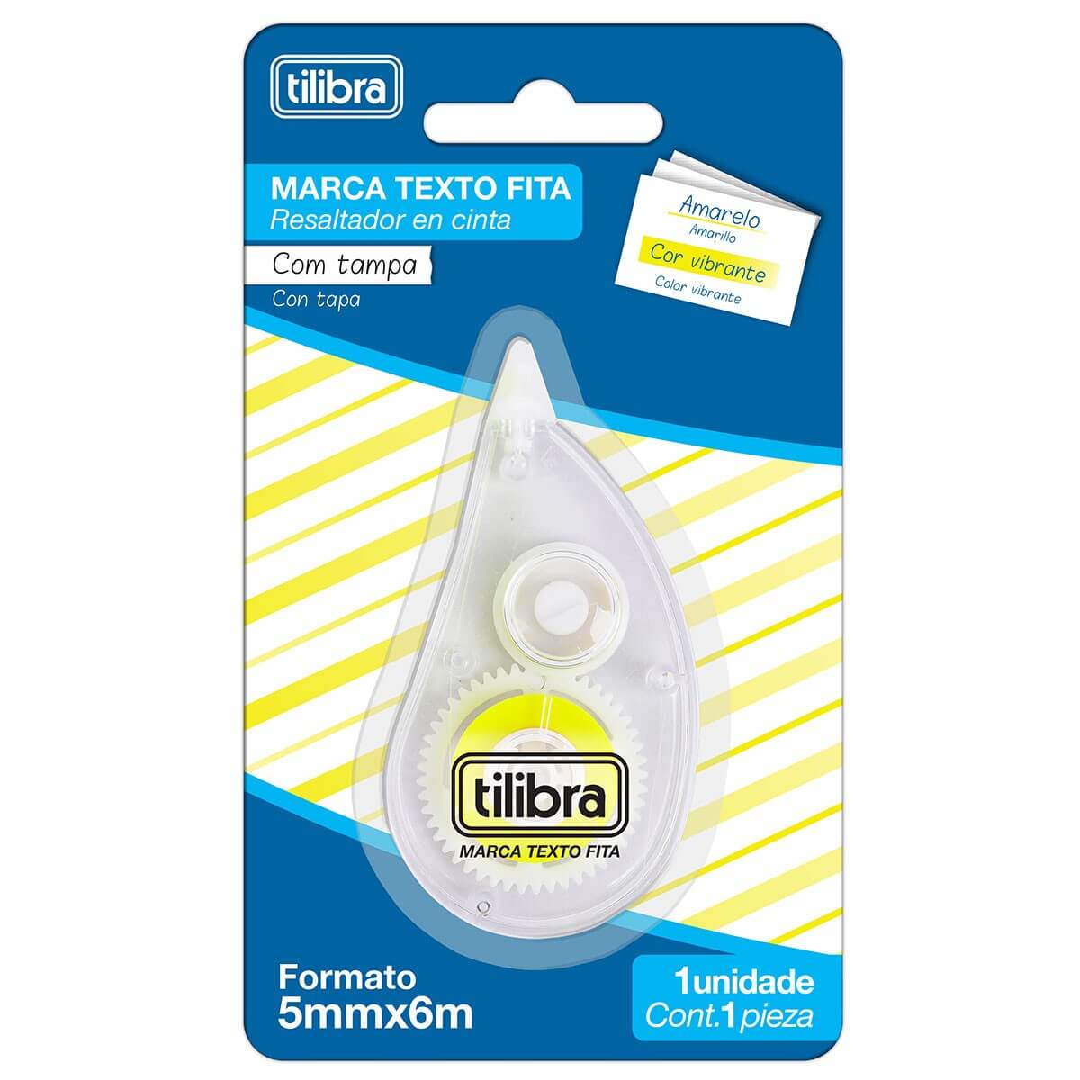 Marca Texto Em Fita Rosa E Amarelo 5mmx6m Tilibra 02un