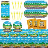 Conjunto De Material De Festa Com Tema De Ônibus Escolar De Aniversário Para 20 Crianças