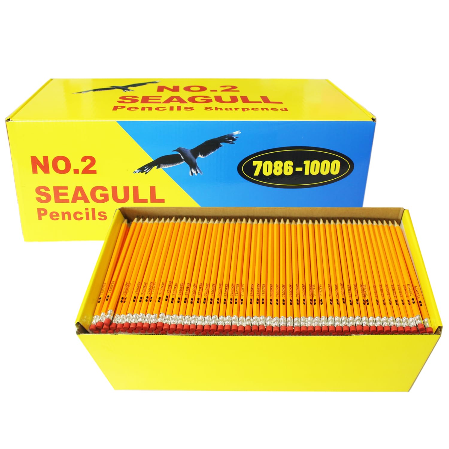 Lápis Seagull 1000 Unidades Pré-afiados Com Borrachas Nº 2 Hb