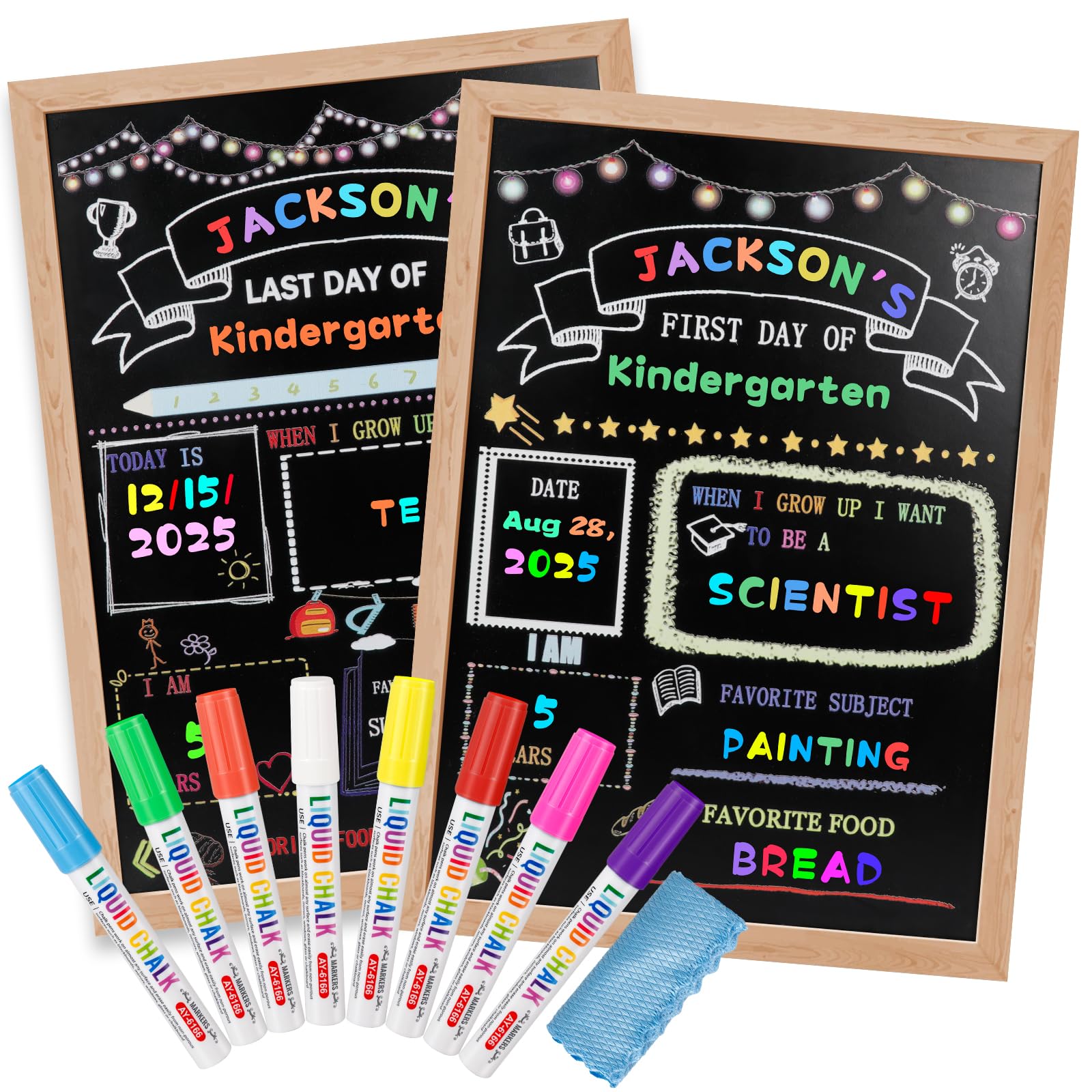 Placa Escolar Stondino First/last Day 16x12cm Com 8 Marcadores De Giz