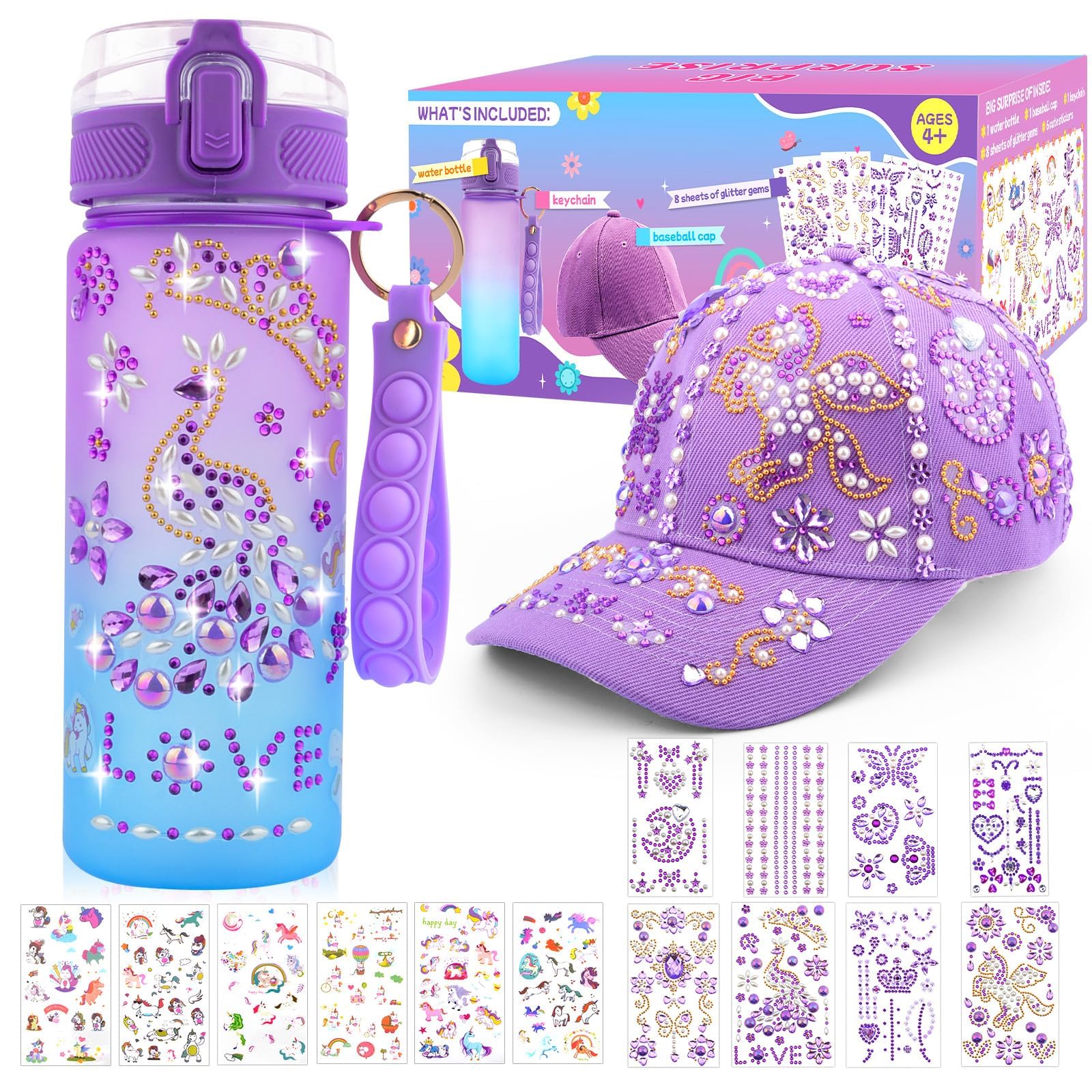 Kit De Artes E Ofícios Pongime Decore Water Bottle, Boné De Beisebol