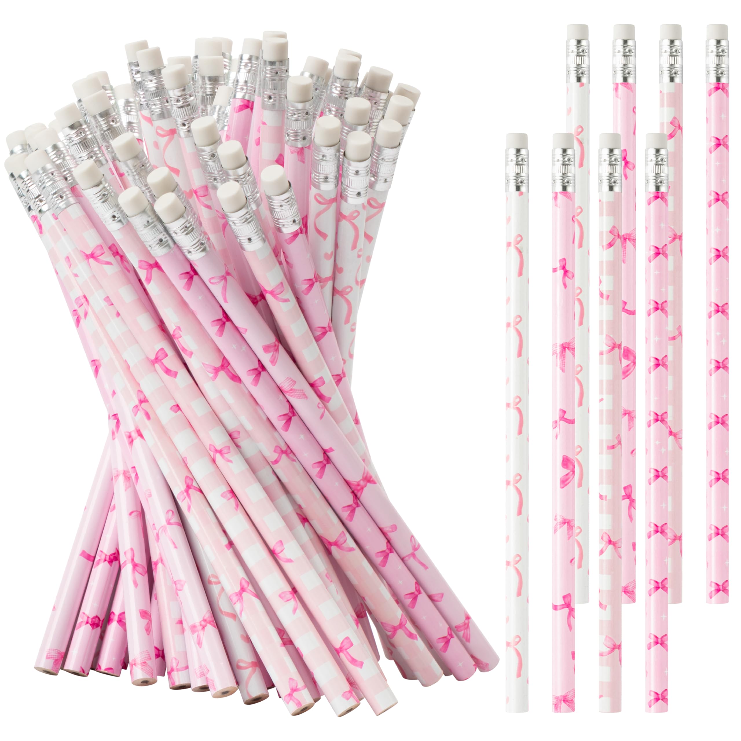 Lápis Xqumoi Coquette Pink Bow Com Borracha #2 Hb 60 Unidades