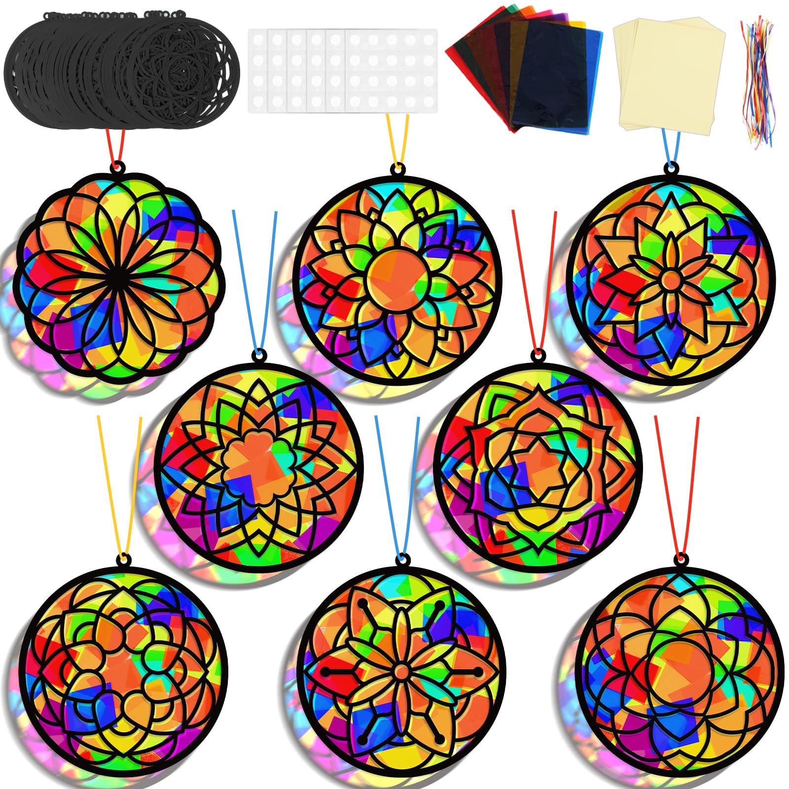Kit De Artesanato Suncatchers Lonfliness Diy Flower Window Art 32 Conjuntos