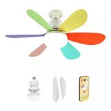 Super Ventilador Teto Lâmpada Led Controle Potente Cores