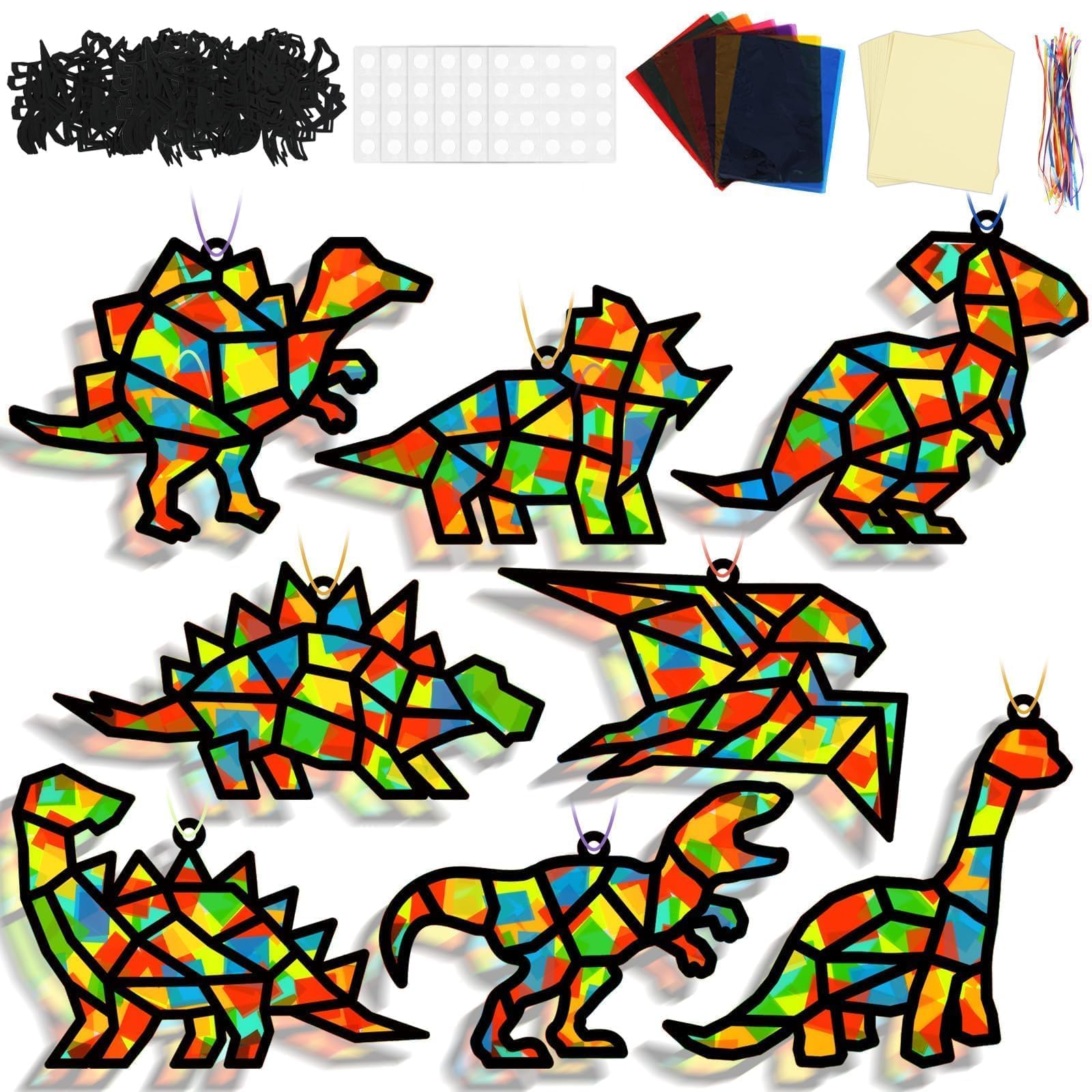 Kit De Artesanato Dinosaur Suncatchers Lonfliness 32 Conjuntos Diy Kids