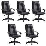 Kit 5 Cadeiras Para Escritório Denver Courino Preto