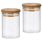 Pote Hermético De Vidro 1000ml Com 2 Unidades E Tampa De Bambu Premium