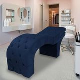Maca Estética Estofada Reclinável Ergonômica Suede Vanessa Azul Marinho
