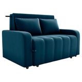 Sofa Cama 2 Lugares 138 Cm Amora Veludo Maserati Milani Store Azul