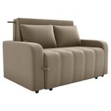 Sofa Cama 2 Lugares 138 Cm Amora Veludo Maserati Milani Store Marrom Claro